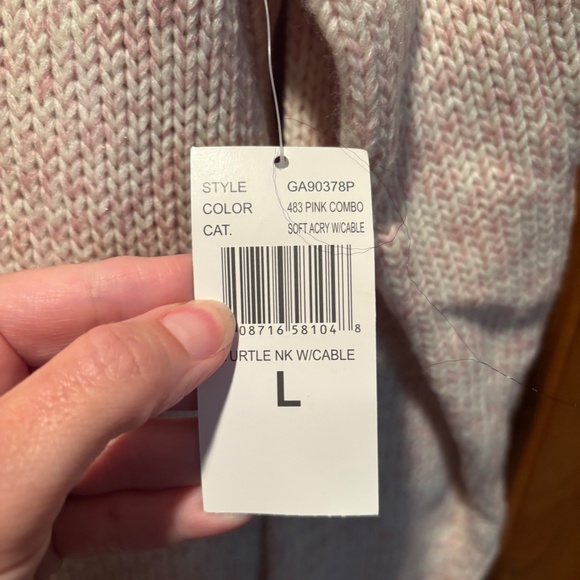 Carolyn Taylor Essentials Turtleneck Sweater in Pink Combo Large NWT - Picture 4 of 7